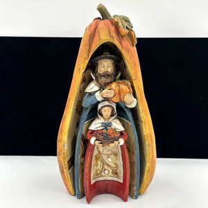 Nesting Thanksgiving Figures Fall Harvest Set 3-Piece -Pilgrim Pumpkin RARE VTG